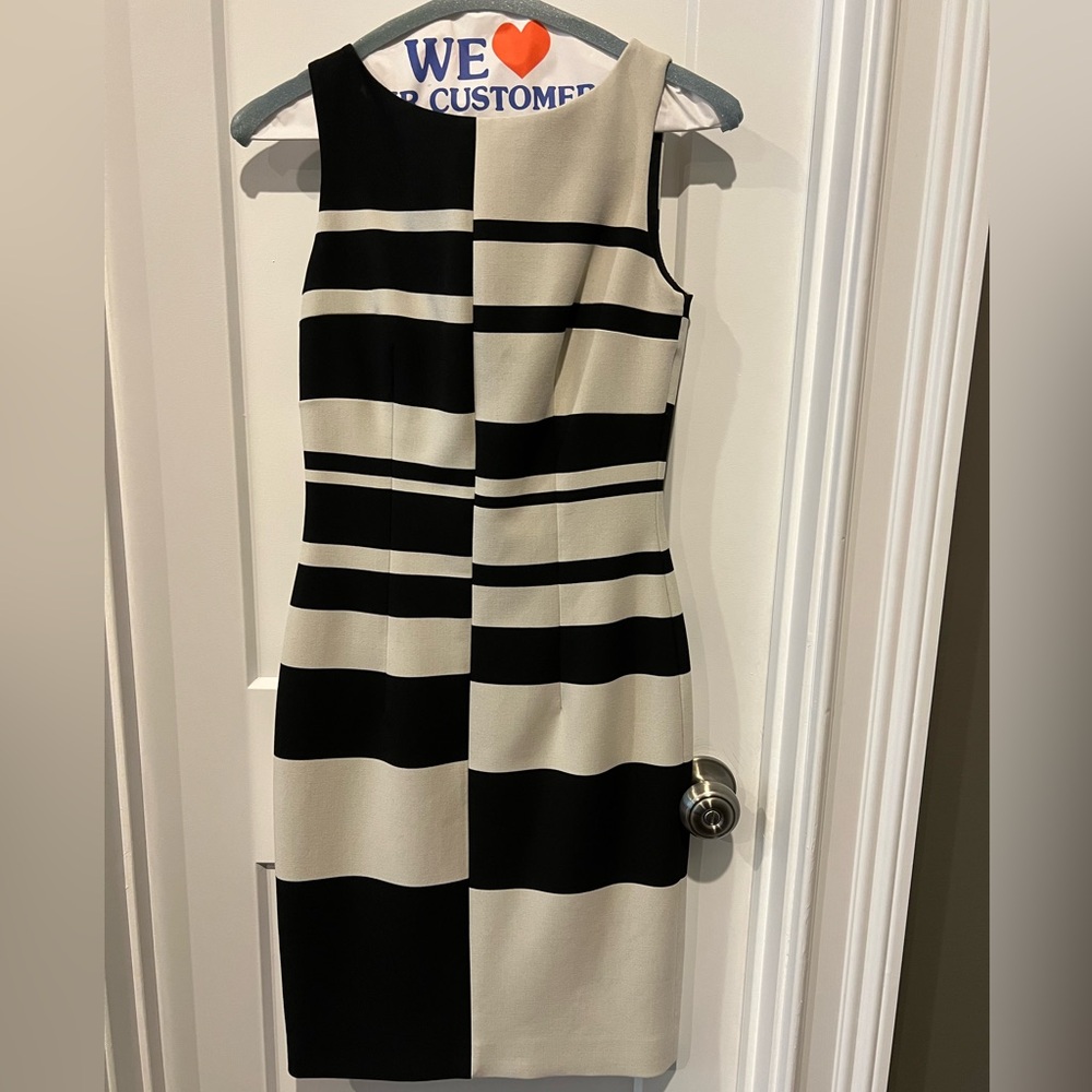 Karen Millen Black and White Sheath Midi Dress